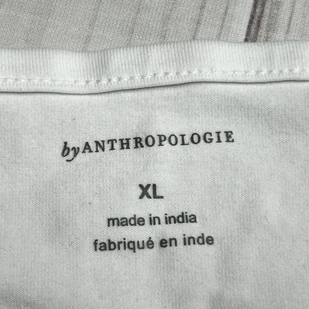 By Anthropologie Wrap Top Women XL White Solid‎ Puff Sleeve Cotton Cropped Knit